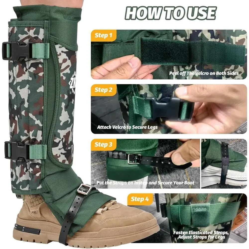 ZHZ Snake Gaiters Waterproof Adjustable Leg Chaps Army Green NEW